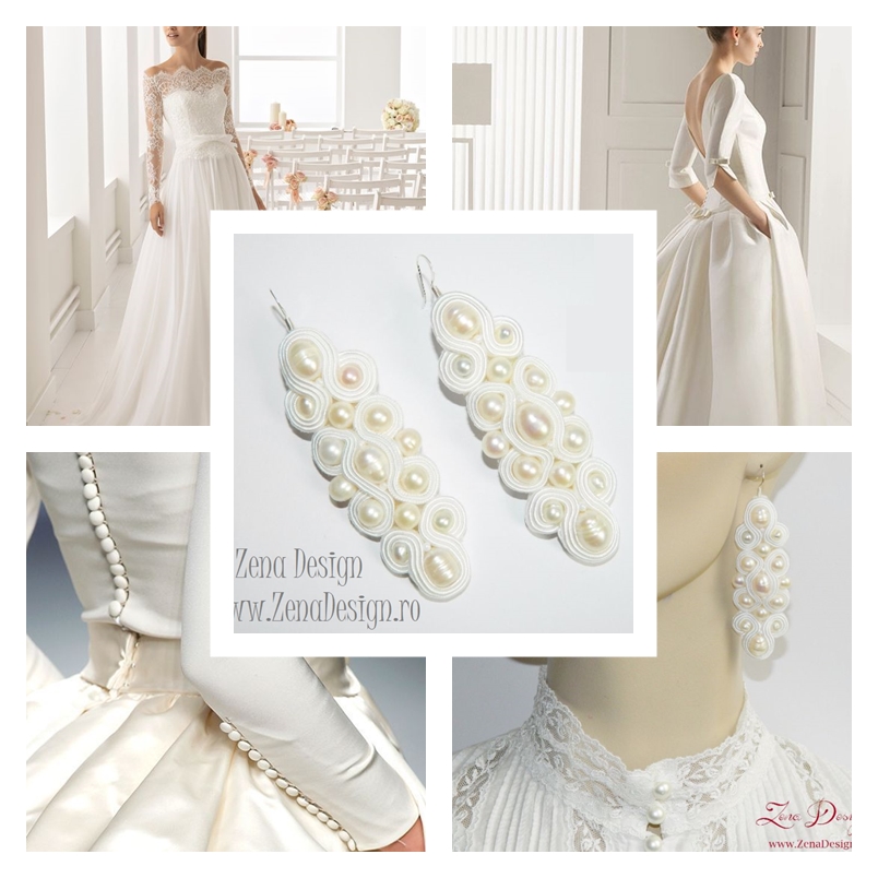 collar Beer Take out Cercei albi cu perle pentru mireasă – cercei cu perle, cercei candelabru,  cercei albi | Zena Design